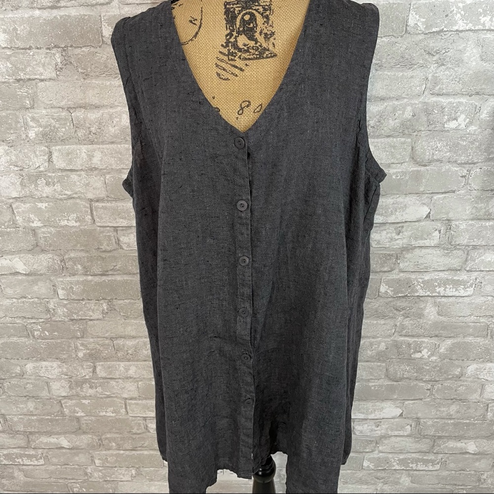 FLAX Linen Sleeveless Button Down Top